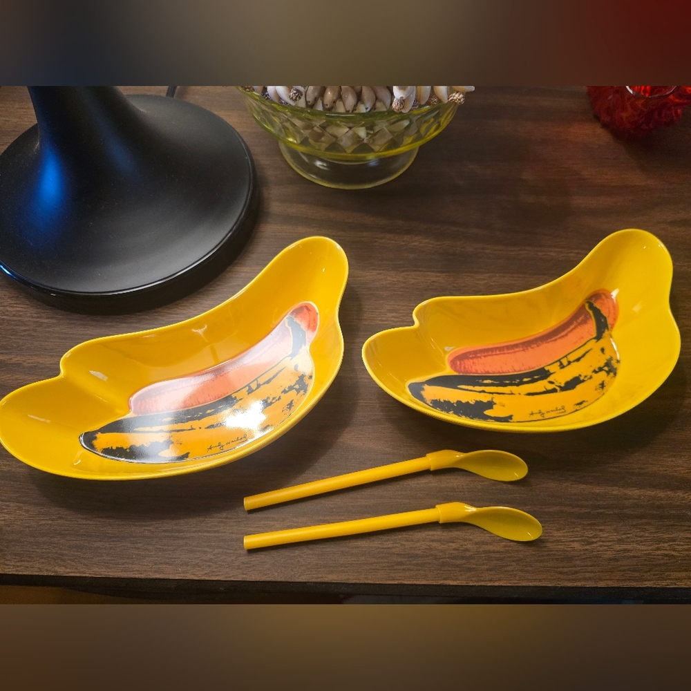 Andy Warhol Banana Split Set Of Two Dishes By Precidio Objects NWOT